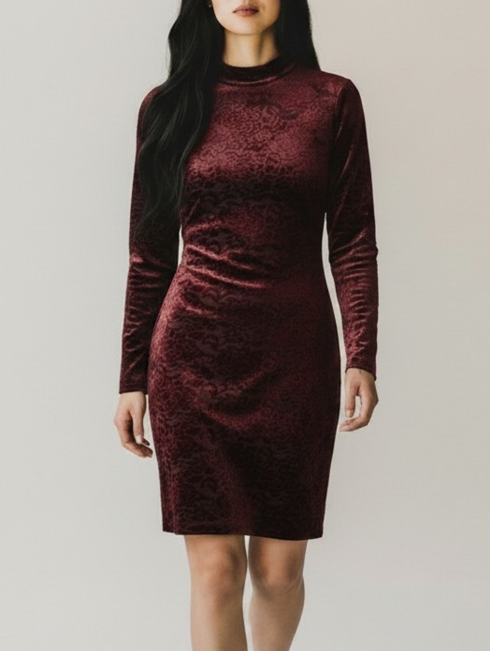 Speechless Velvet Mock Neck Mini Dress In Semi Sheer Red Floral Size Med Nwt
